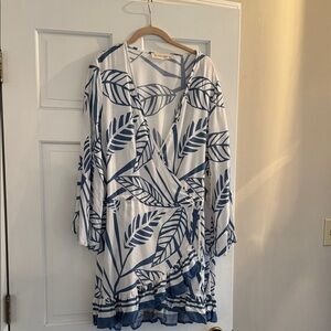 Ocean Drive Blue and White Leaf Print Swimsuit Civerup